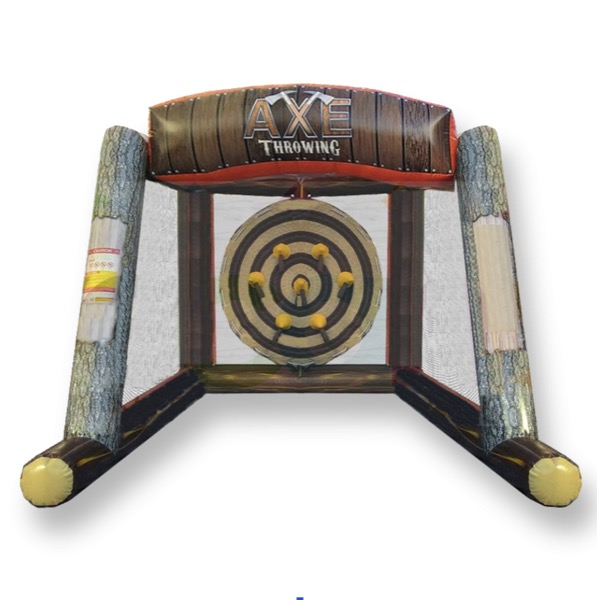Compact inflatable axe throwing game
